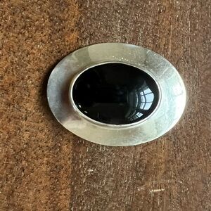 Black onyx sterling oval pendant or pin